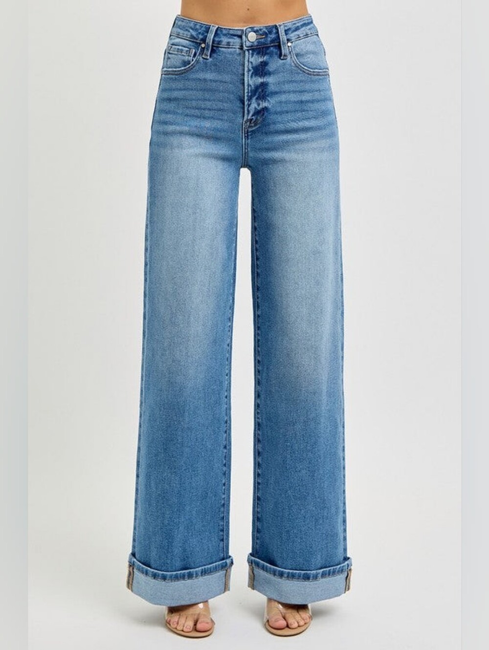 Risen Charleston Tummy Control Top High Rise Wide Leg Jean 1XL 33-34